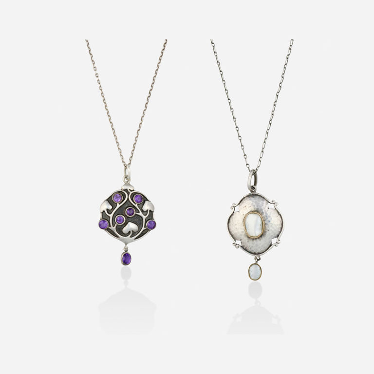 Two Silver And Gold Pendant Necklaces