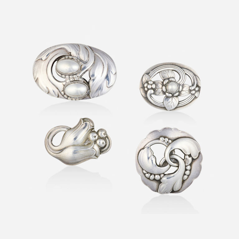 Four Sterling Silver Brooches