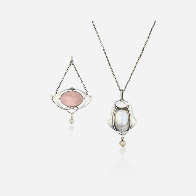 Silver And Gold Pearl And Tourmaline Jewelry Set