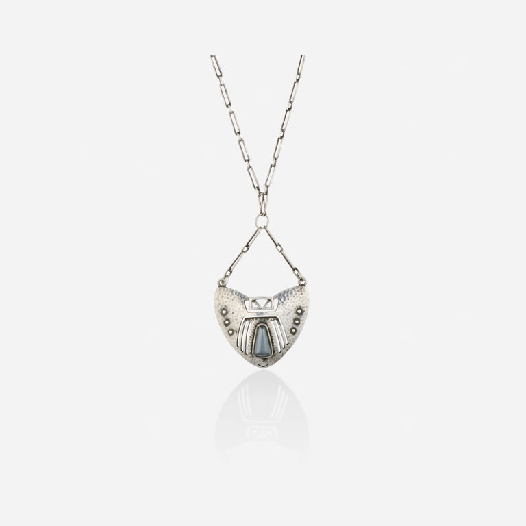 Silver Hematite Pendant Necklace