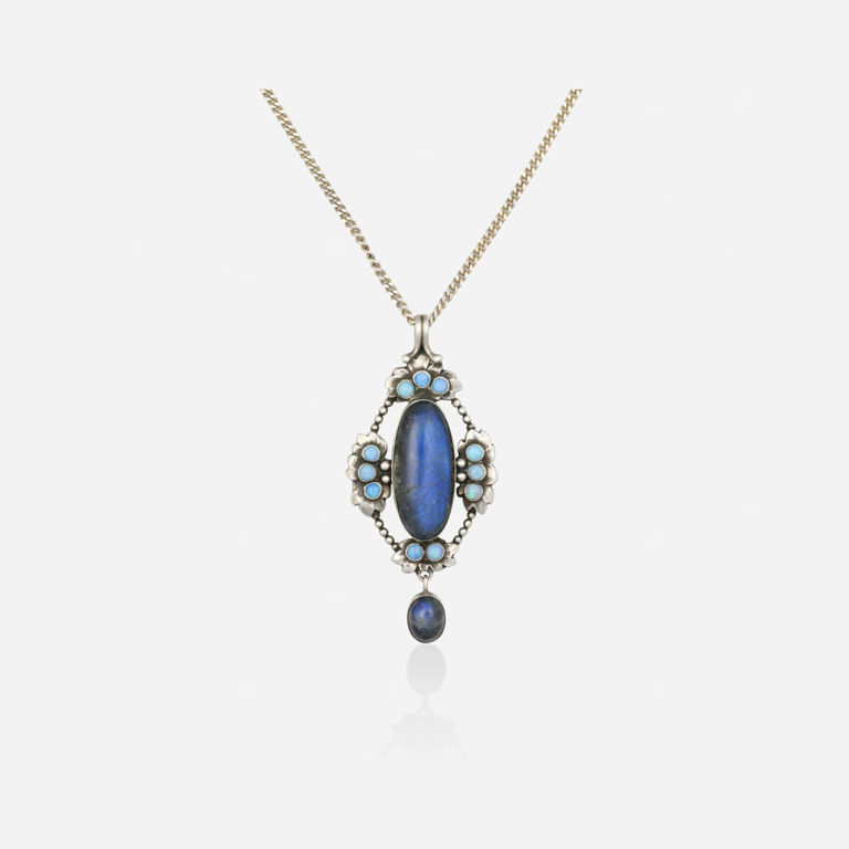 Silver Labradorite and Opal Pendant Necklace