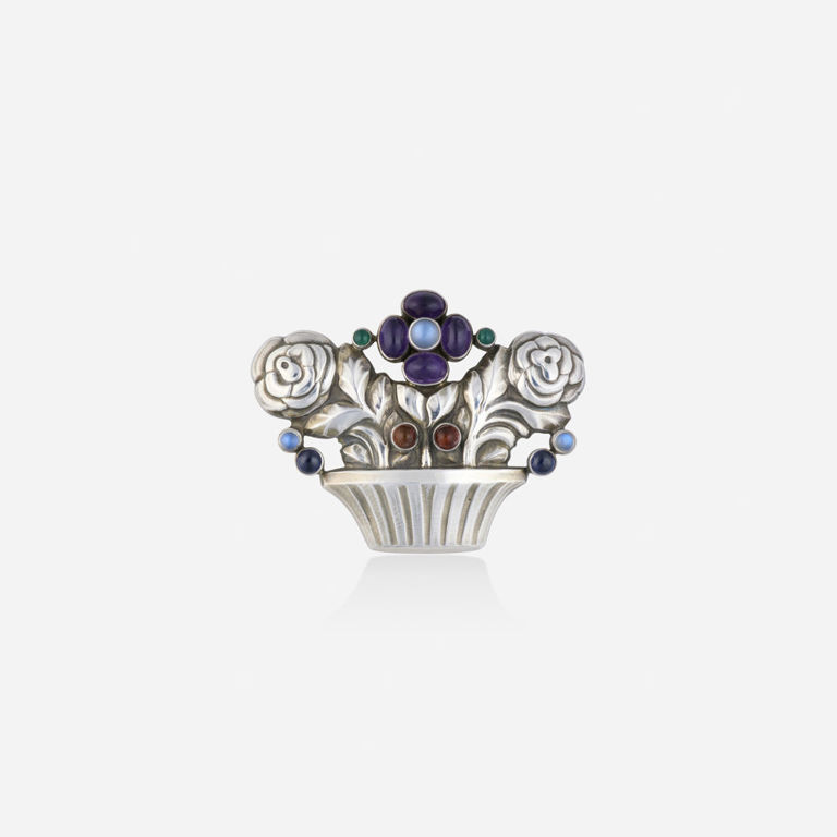 Sterling Silver Multi-Gem Brooch