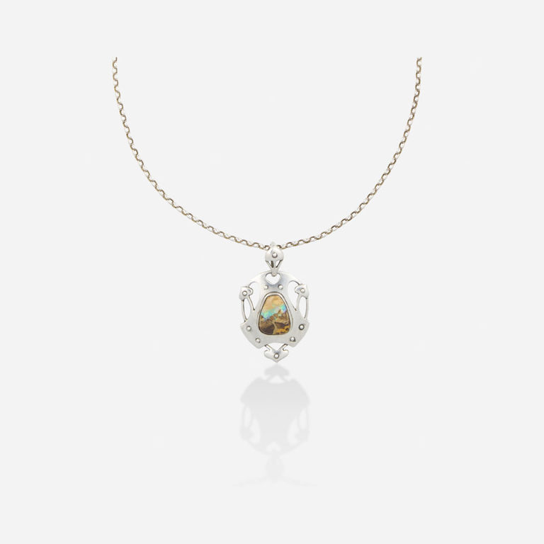 Silver Opal Pendant Necklace