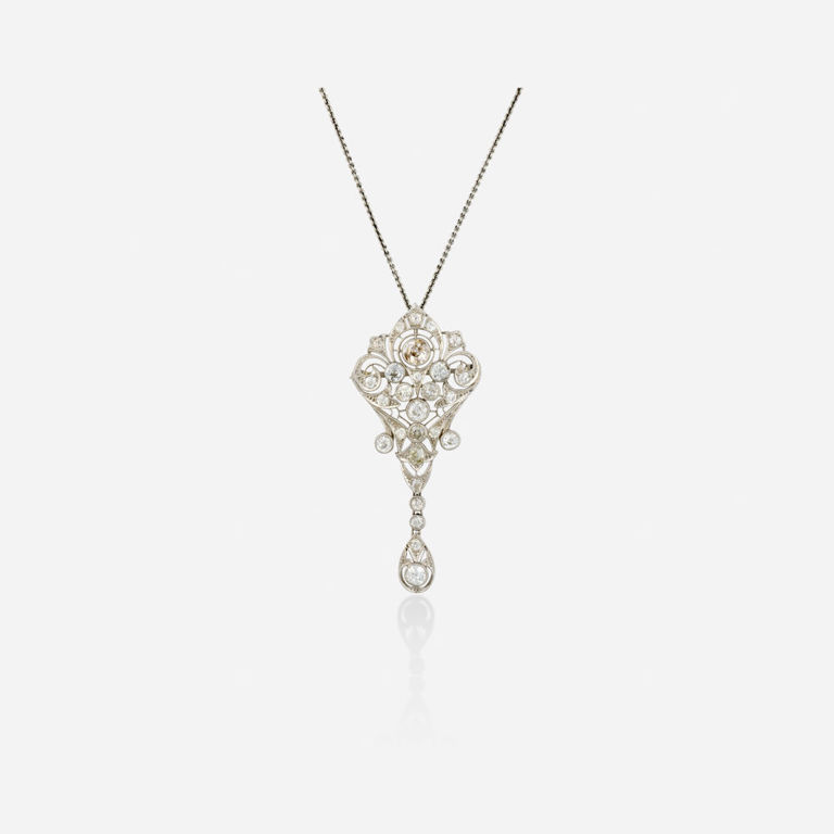 Platinum Diamond Pendant/Brooch Necklace