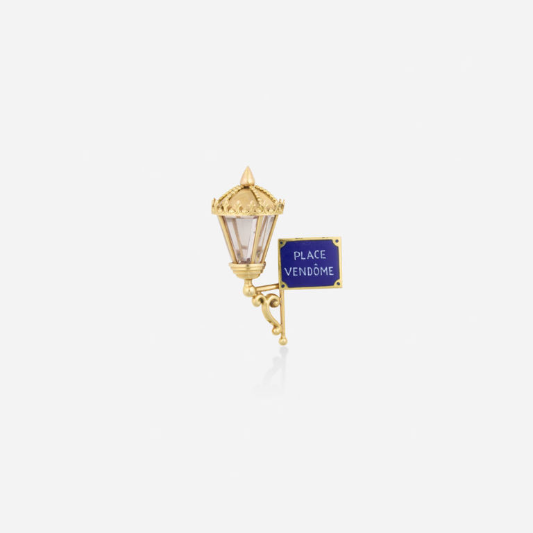 18k Gold Rock Crystal Brooch