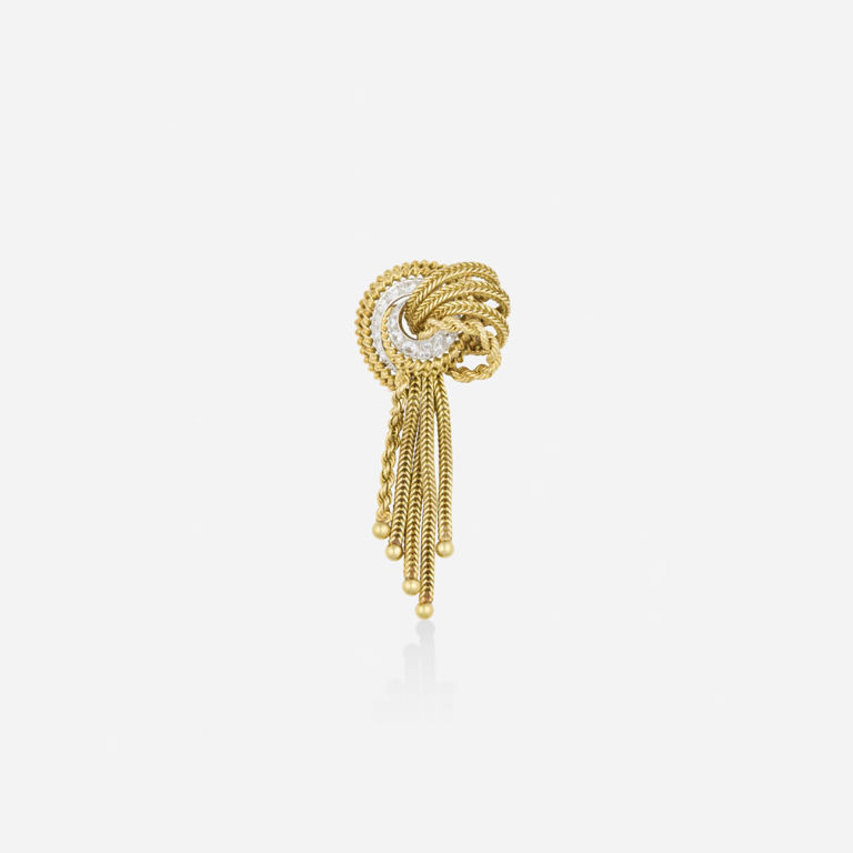 18k Gold and Platinum Diamond Brooch