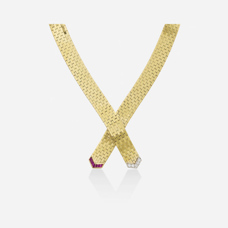 Gold Ruby and Diamond Necklace