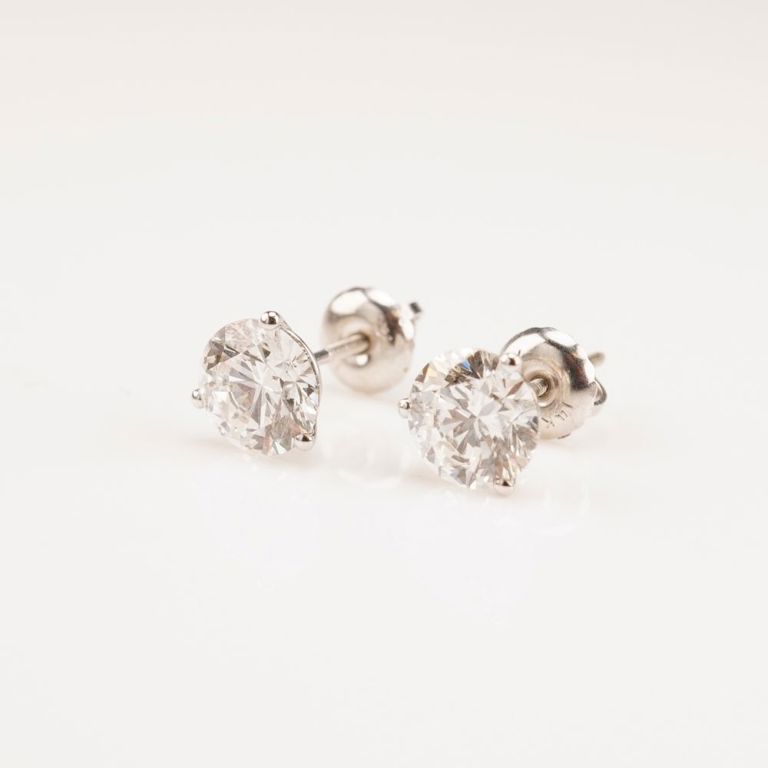 14k White Gold Synthetic Diamond Stud Earrings