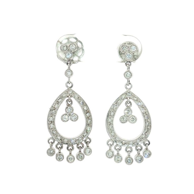 18k White Gold Diamond Dangle Earrings