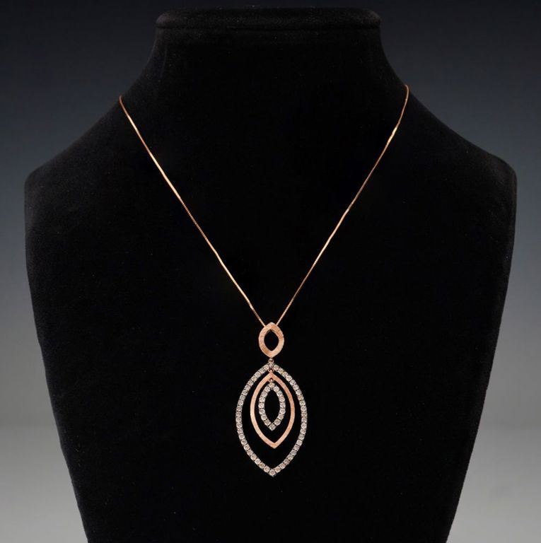 14k Rose Gold Diamond Pendant Necklace