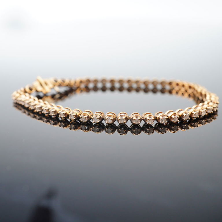 14k Yellow Gold Diamond Tennis Bracelet