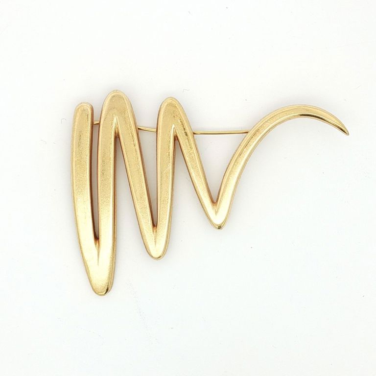 18k Yellow Gold Zigzag Brooch