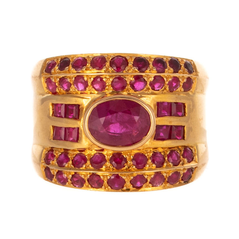22k Yellow Gold Ruby Band Ring