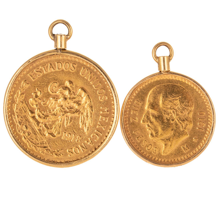 Two Yellow Gold Coin Pendants