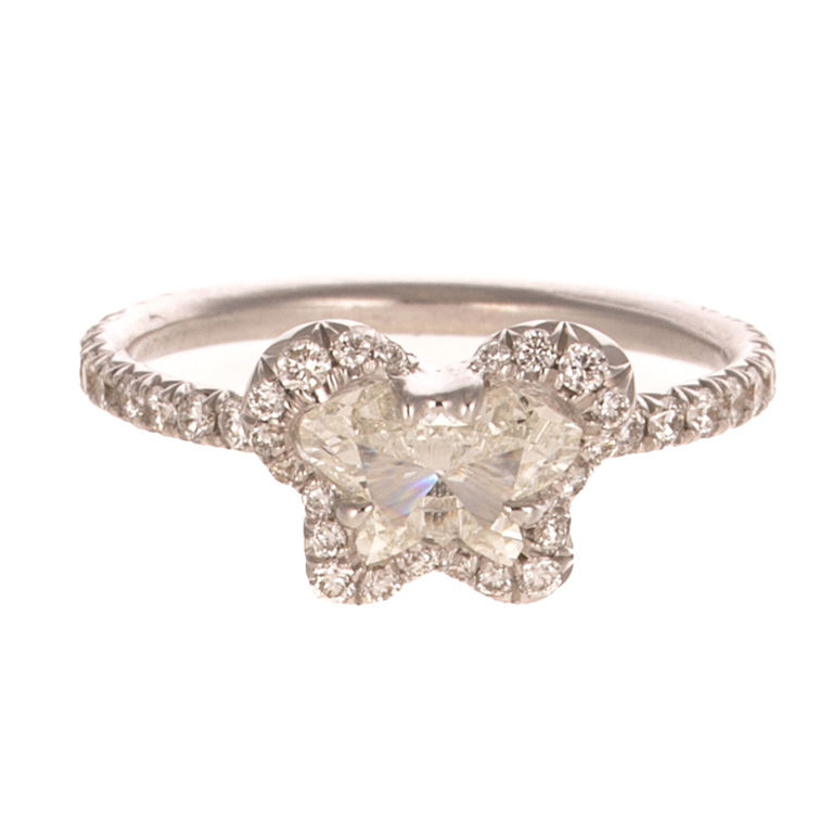 18k White Gold Diamond Butterfly Ring