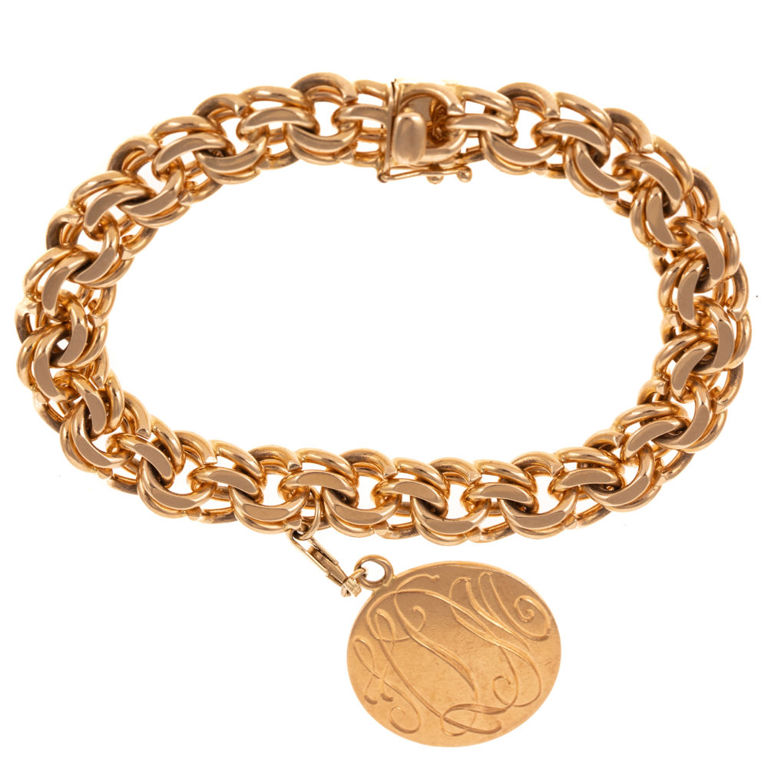 14k Yellow Gold Link Charm Bracelet