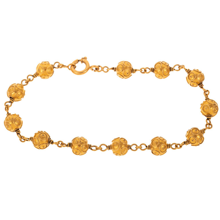 21k Yellow Gold Bead Chain Bracelet
