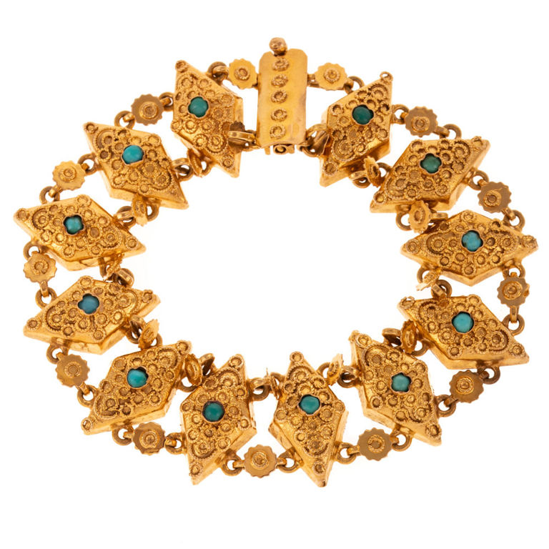 22k Yellow Gold Turquoise Bracelet