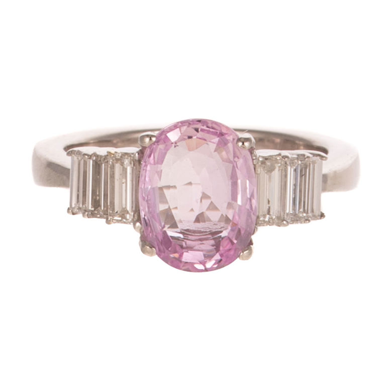 Platinum Pink Sapphire and Diamond Ring