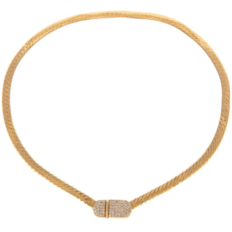 14k Yellow Gold Diamond Chain Necklace