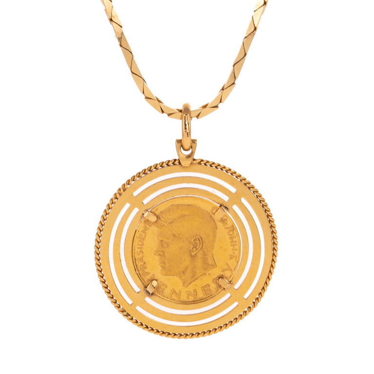 Yellow Gold Coin Pendant Necklace