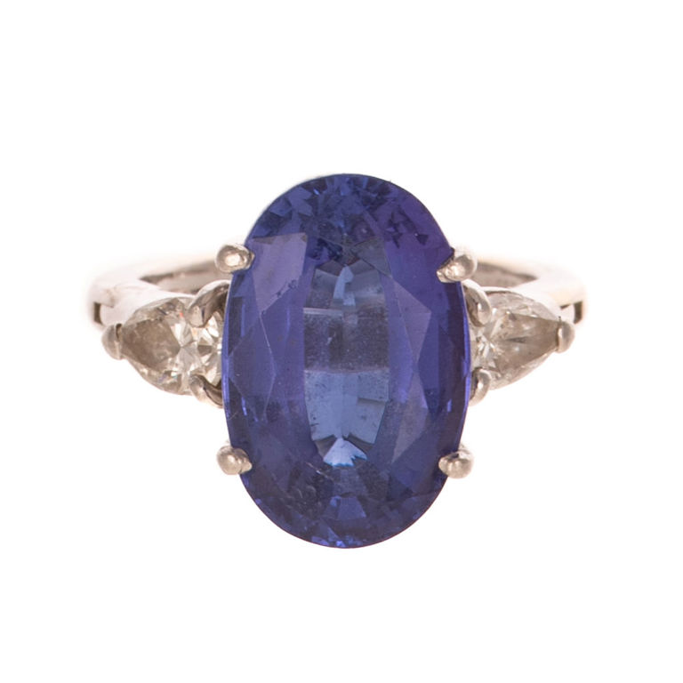 14k White Gold Tanzanite and Diamond Ring