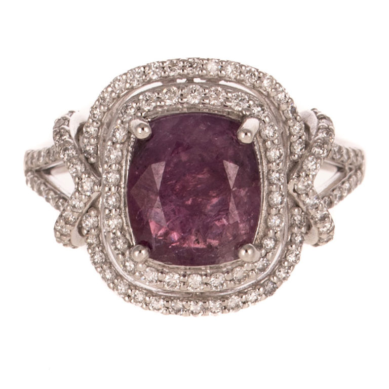 Platinum Sapphire and Diamond Halo Ring