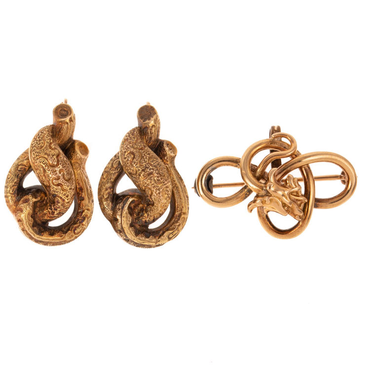 14k Yellow Gold Earrings and Brooch/Pendant