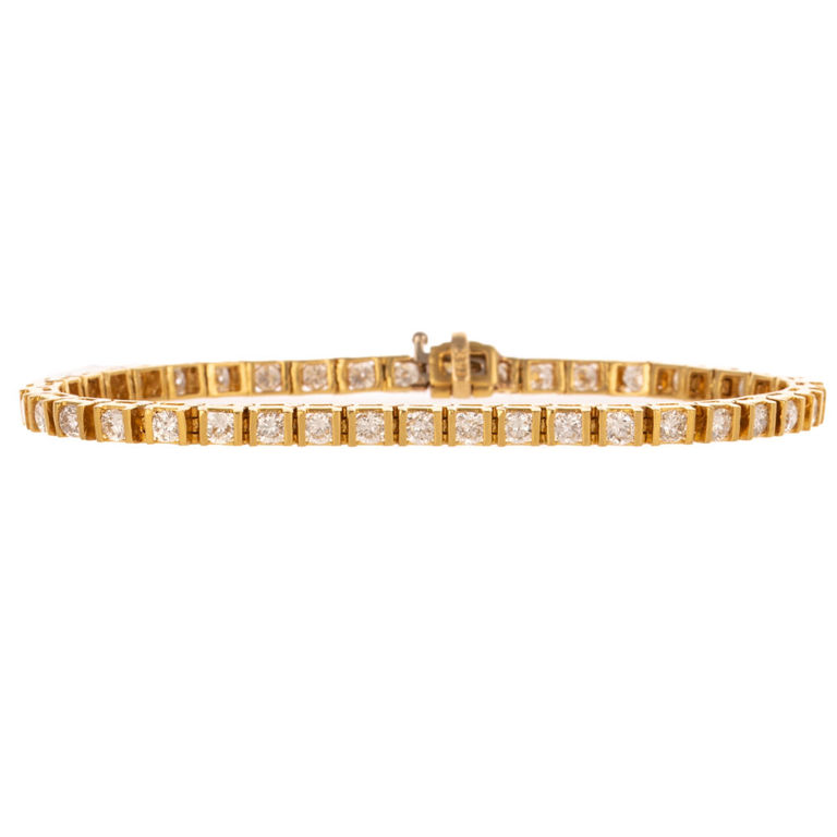 18k Yellow Gold Diamond Line Bracelet