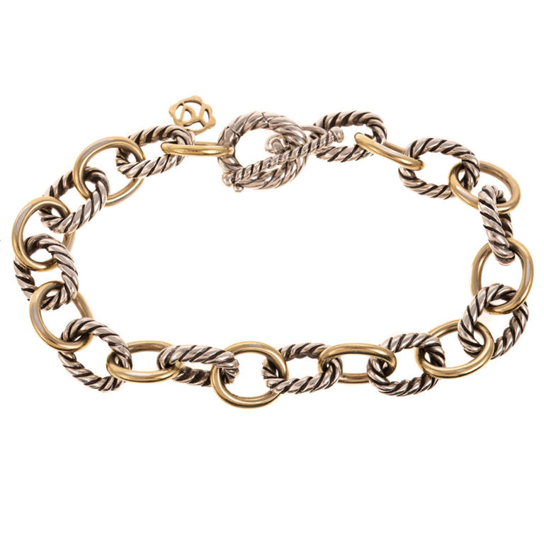Sterling Silver and 18k Yellow Gold Link Bracelet
