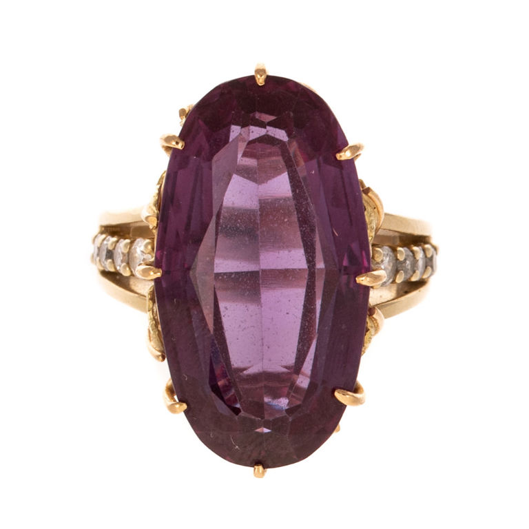 14k Two-Tone Gold Sapphire and Diamond Ring