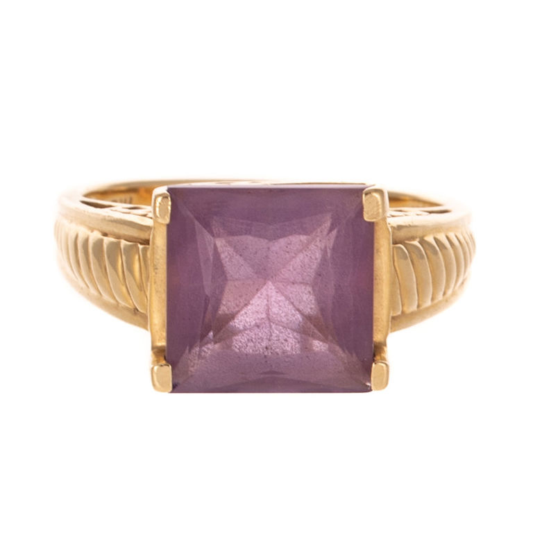 14k Yellow Gold Amethyst Ring