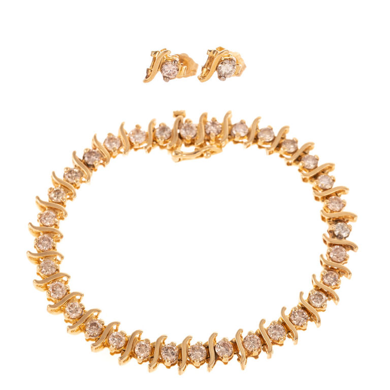 14k Yellow Gold Diamond Jewelry Set