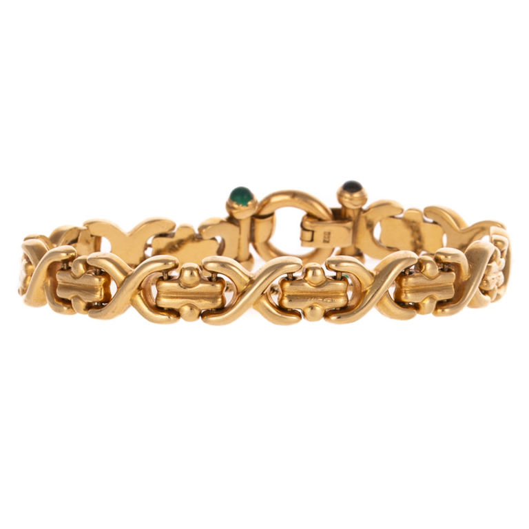 14k Yellow Gold Gemstone Link Bracelet