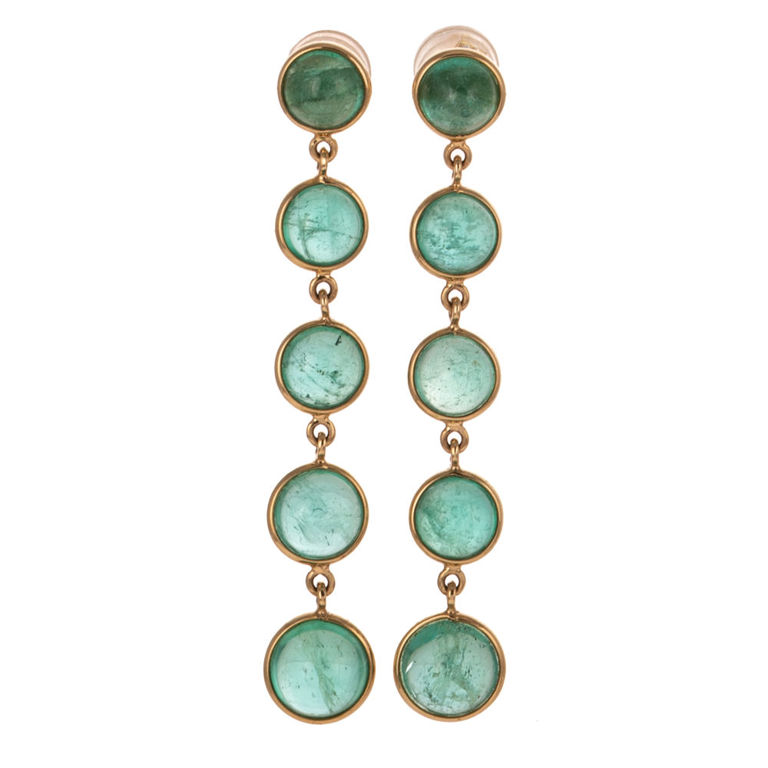 18k Yellow Gold Emerald Drop Earrings