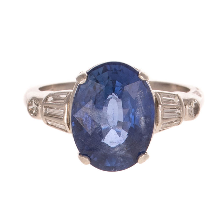 Platinum Sapphire and Diamond Ring