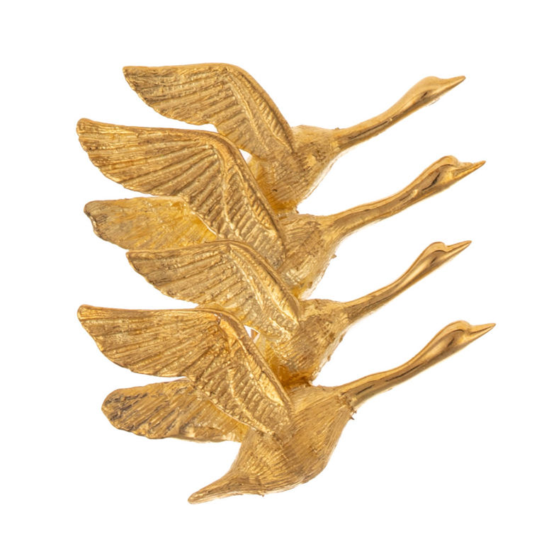 18k Yellow Gold Flying Geese Brooch