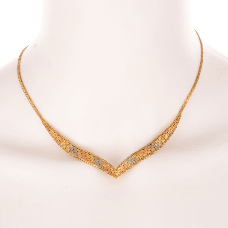 14k Yellow, Rose and White Gold Necklace