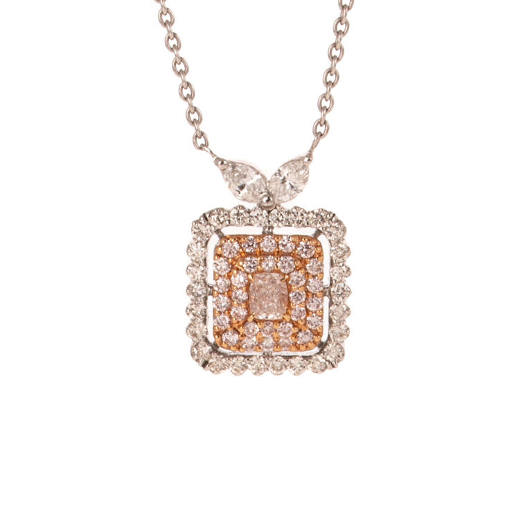 18k White and Rose Gold Diamond Pendant Necklace