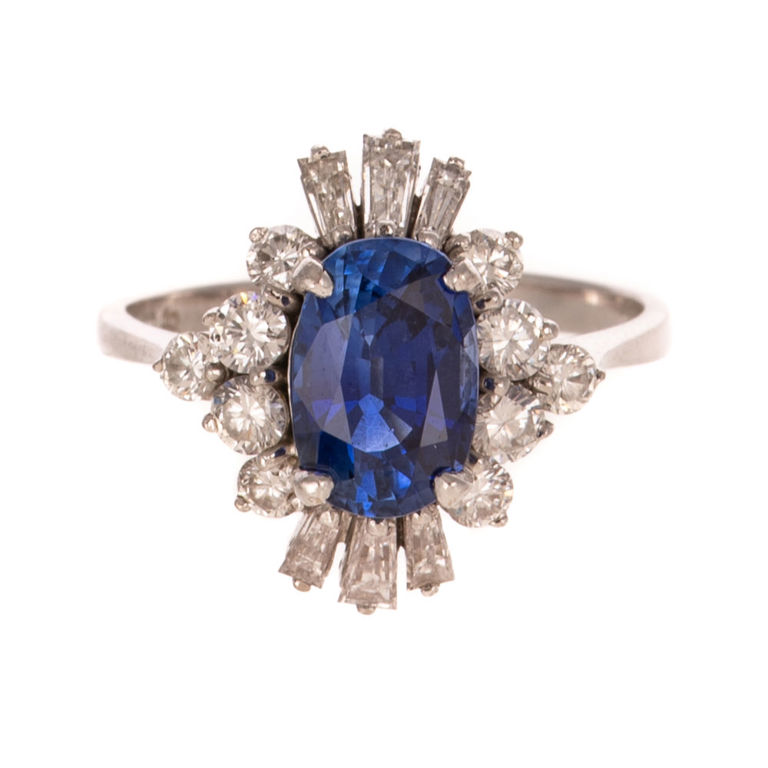 10k White Gold Sapphire and Diamond Ring