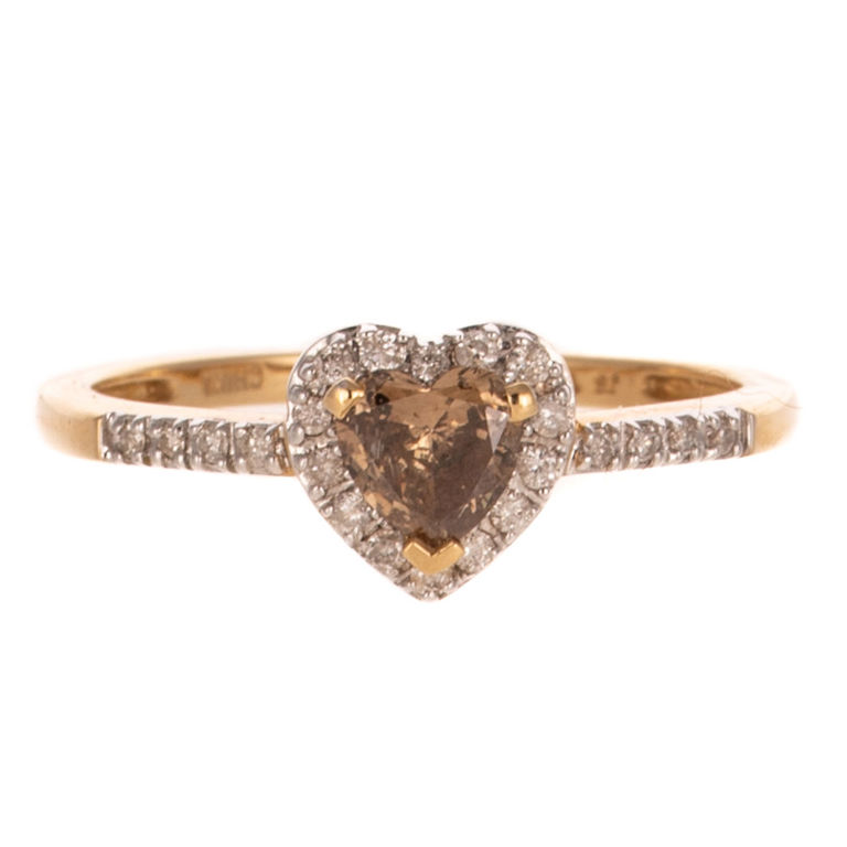 14k Yellow Gold Diamond Heart Ring