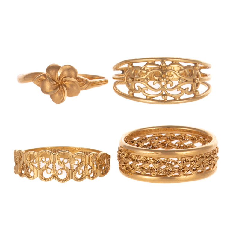 Four 14k Yellow Gold Rings