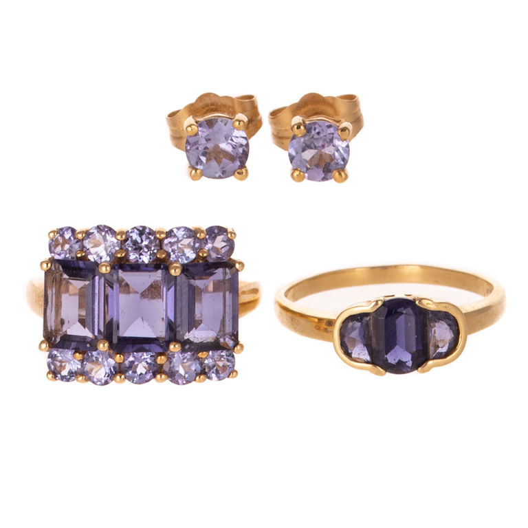 14k Yellow Gold Gemstone Jewelry Set