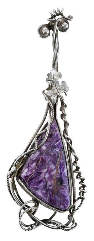 Sterling Silver Charoite Brooch