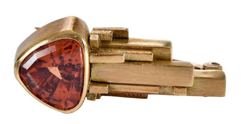 18k Gold Tourmaline Brooch