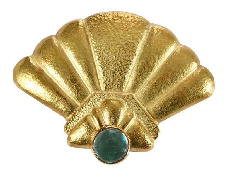 18k Gold Tourmaline Brooch