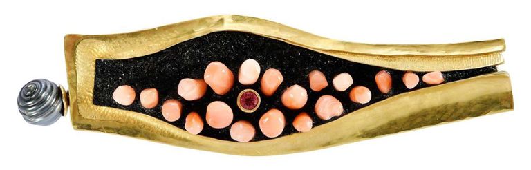 18k Gold Multi-Gem Brooch