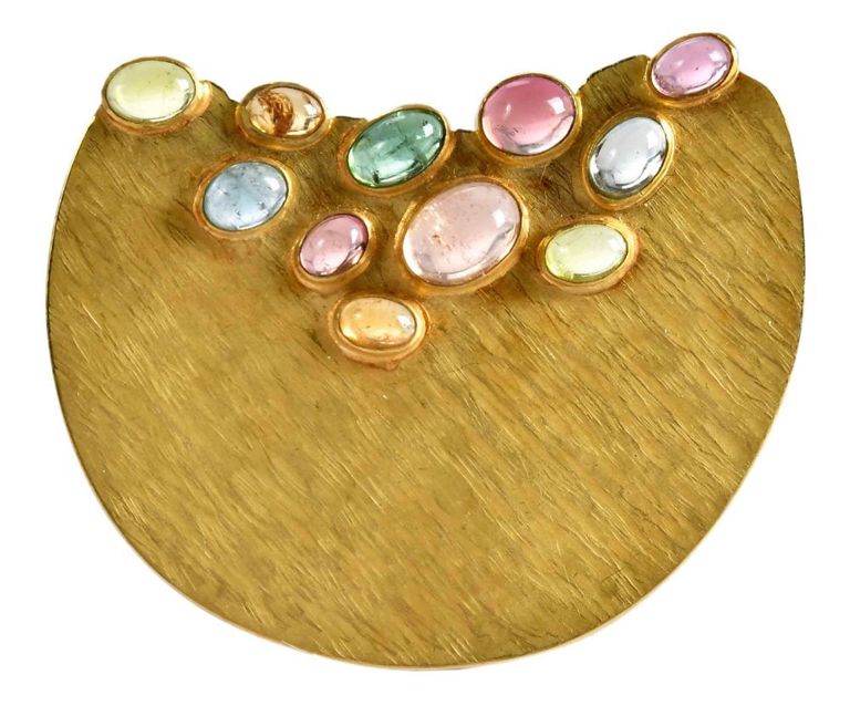 18k Gold Tourmaline Brooch