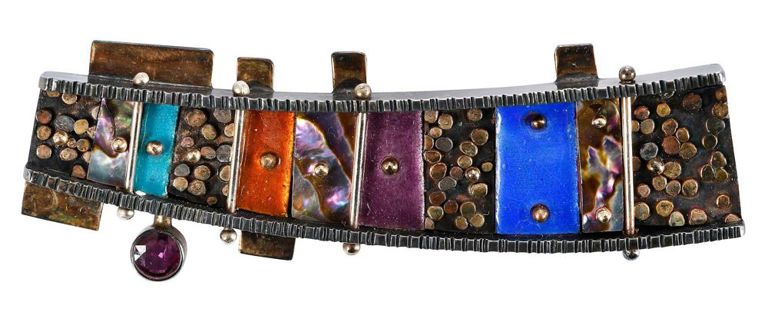 14k Gold and Sterling Silver Garnet Brooch