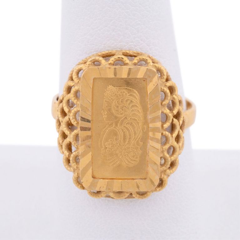 24k and18k Yellow Gold Ingot Ring